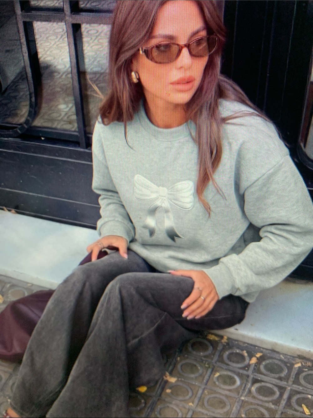 Classic Light Gray Bow Sweatshirt - Women Sweater - Picture 5 of 5